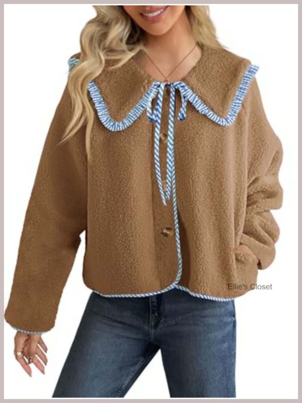 Women's Fuzzy Fleece Sherpa Jacket with Peter Pan Collar